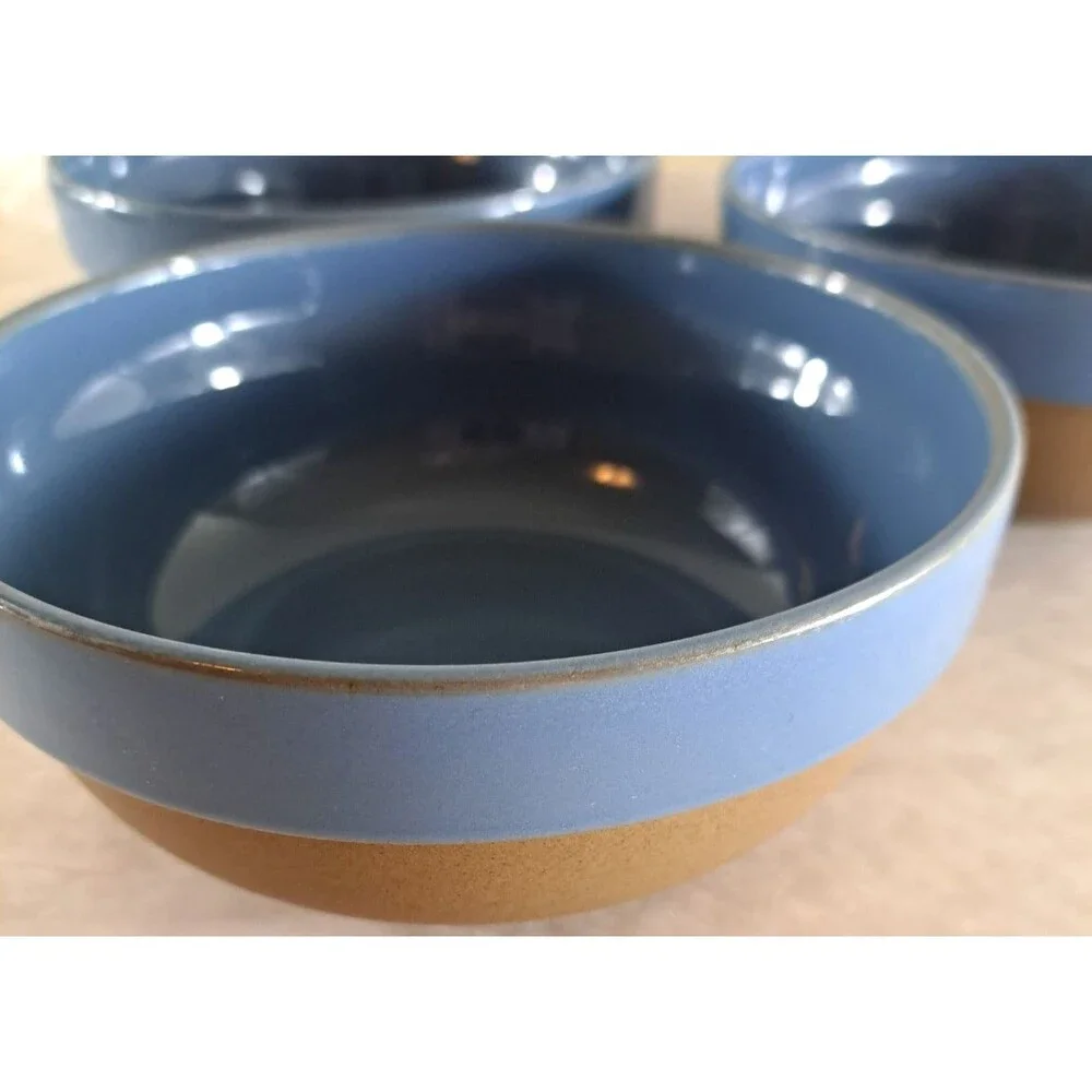 Midwinter Stoneware Bowls Blue Tan Oven To Table Bluestone Minimalist Set of 3
